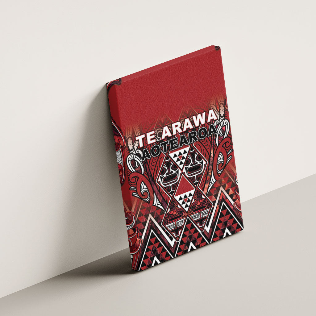 Aotearoa Te Arawa Canvas Wall Art Maori Tribal Dark Red Paua Shell Pattern DT05 - Polynesian Pride
