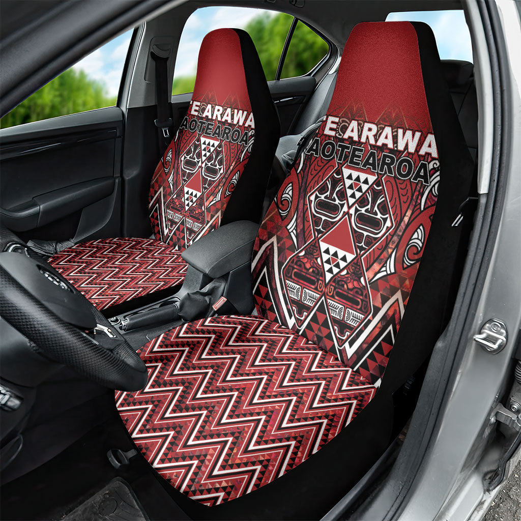 Aotearoa Te Arawa Car Seat Cover Maori Tribal Dark Red Paua Shell Pattern DT05 - Polynesian Pride