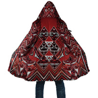 Aotearoa Te Arawa Cloak Maori Tribal Dark Red Paua Shell Pattern DT05 Unisex Red - Polynesian Pride