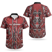 Aotearoa Te Arawa Couples Matching Summer Maxi Dress and Hawaiian Shirt Maori Tribal Dark Red Paua Shell Pattern DT05 - Polynesian Pride