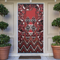 Aotearoa Te Arawa Door Cover Maori Tribal Dark Red Paua Shell Pattern DT05 Red - Polynesian Pride