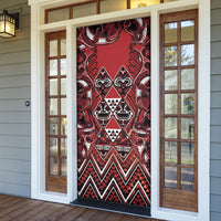 Aotearoa Te Arawa Door Cover Maori Tribal Dark Red Paua Shell Pattern DT05 - Polynesian Pride