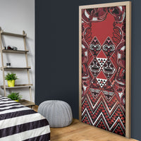 Aotearoa Te Arawa Door Cover Maori Tribal Dark Red Paua Shell Pattern DT05 - Polynesian Pride