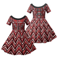 Aotearoa Te Arawa Family Matching Puletasi and Hawaiian Shirt Maori Tribal Dark Red Paua Shell Pattern DT05 Daughter's Dress Red - Polynesian Pride