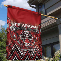 Aotearoa Te Arawa Garden Flag Maori Tribal Dark Red Paua Shell Pattern DT05 - Polynesian Pride