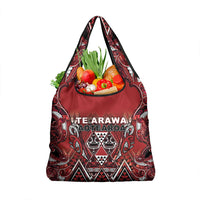 Aotearoa Te Arawa Grocery Bag Maori Tribal Dark Red Paua Shell Pattern DT05 1-pack One Size Red - Polynesian Pride