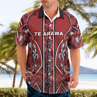 Aotearoa Te Arawa Hawaiian Shirt Maori Tribal Dark Red Paua Shell Pattern DT05 - Polynesian Pride