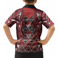 Aotearoa Te Arawa Hawaiian Shirt Maori Tribal Dark Red Paua Shell Pattern DT05 - Polynesian Pride