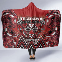 Aotearoa Te Arawa Hooded Blanket Maori Tribal Dark Red Paua Shell Pattern DT05 One Size Red - Polynesian Pride