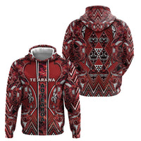 Aotearoa Te Arawa Hoodie Maori Tribal Dark Red Paua Shell Pattern DT05 - Polynesian Pride