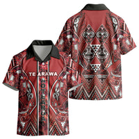Aotearoa Te Arawa Kid Hawaiian Shirt Maori Tribal Dark Red Paua Shell Pattern DT05 - Polynesian Pride