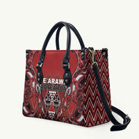 Aotearoa Te Arawa Leather Bag Maori Tribal Dark Red Paua Shell Pattern DT05 Red - Polynesian Pride