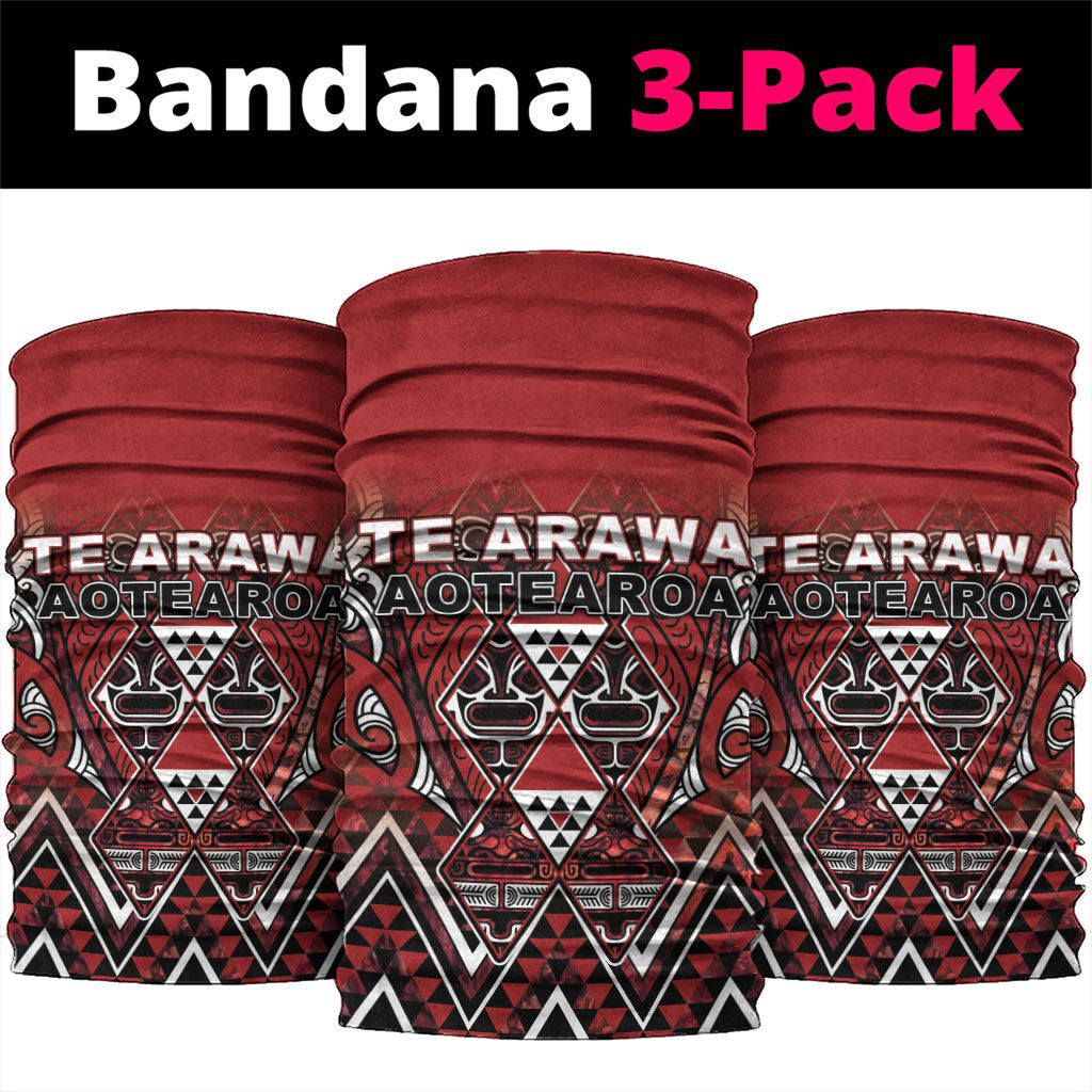 Aotearoa Te Arawa Neck Gaiter Maori Tribal Dark Red Paua Shell Pattern DT05 package One Size: 25*50cm Red - Polynesian Pride