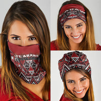 Aotearoa Te Arawa Neck Gaiter Maori Tribal Dark Red Paua Shell Pattern DT05 - Polynesian Pride