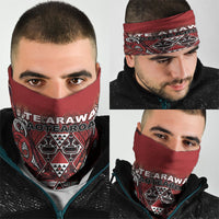 Aotearoa Te Arawa Neck Gaiter Maori Tribal Dark Red Paua Shell Pattern DT05 - Polynesian Pride
