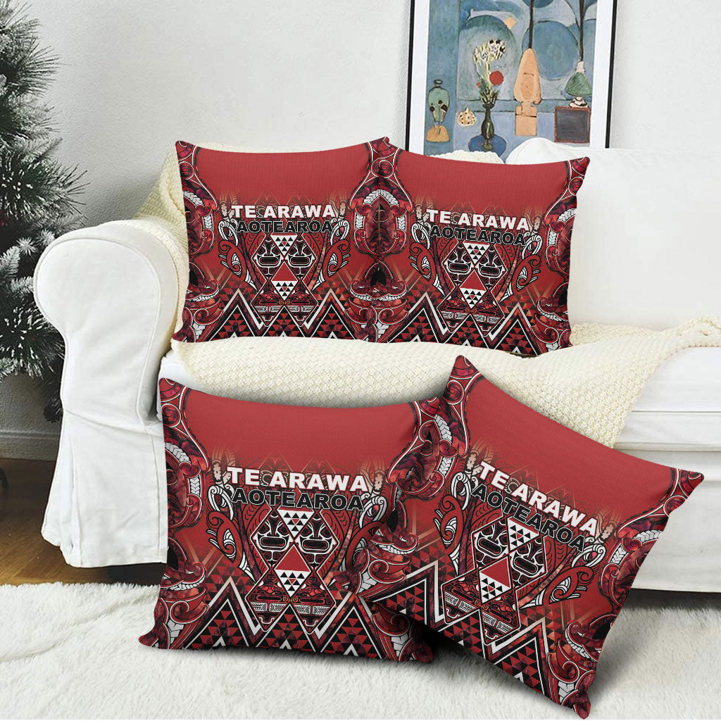 Aotearoa Te Arawa Pillow Cover Maori Tribal Dark Red Paua Shell Pattern DT05 - Polynesian Pride