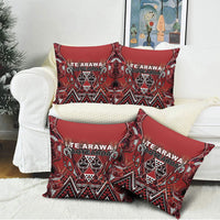 Aotearoa Te Arawa Pillow Cover Maori Tribal Dark Red Paua Shell Pattern DT05 - Polynesian Pride