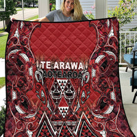 Aotearoa Te Arawa Quilt Maori Tribal Dark Red Paua Shell Pattern DT05 Red - Polynesian Pride