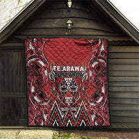 Aotearoa Te Arawa Quilt Maori Tribal Dark Red Paua Shell Pattern DT05 - Polynesian Pride