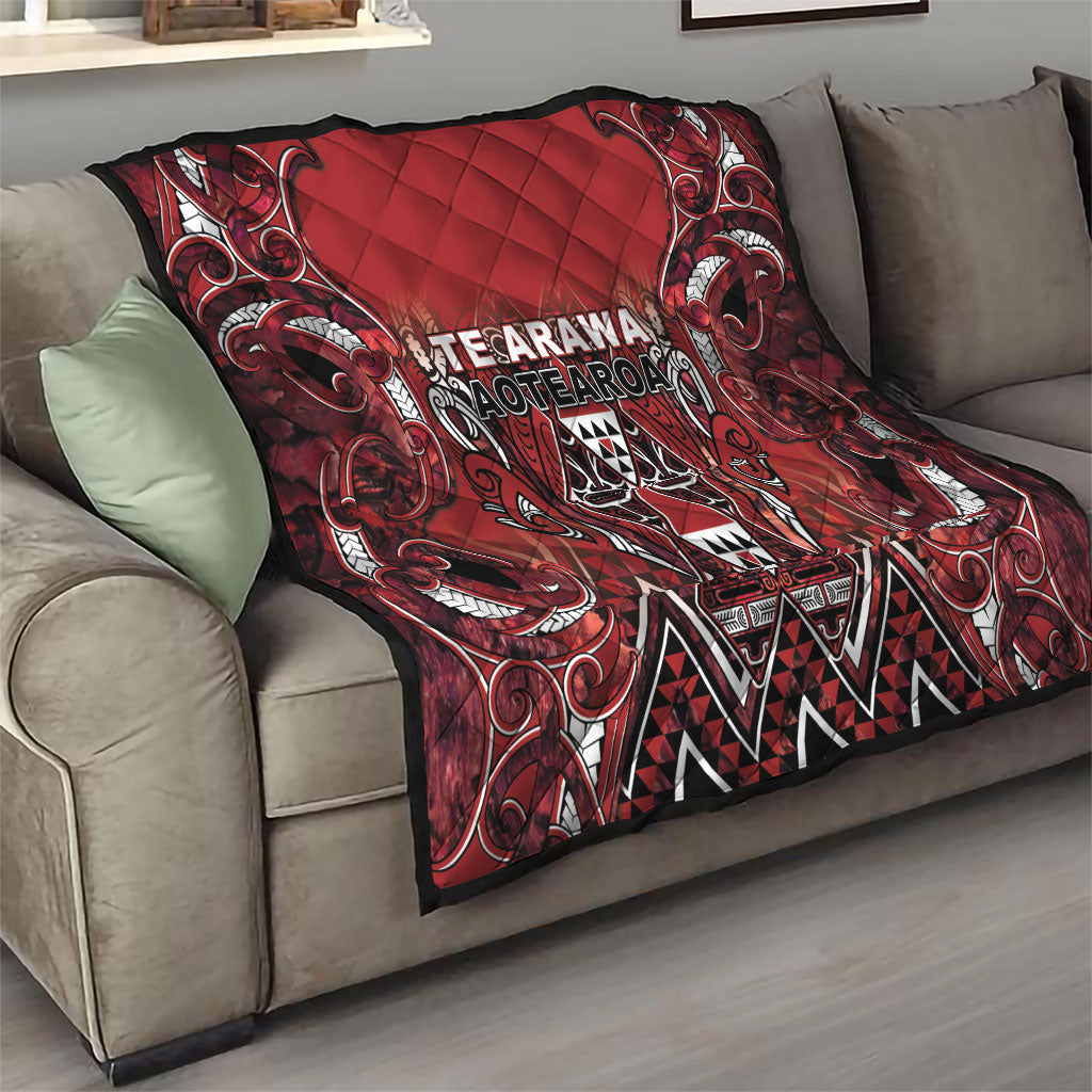 Aotearoa Te Arawa Quilt Maori Tribal Dark Red Paua Shell Pattern DT05 - Polynesian Pride