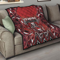 Aotearoa Te Arawa Quilt Maori Tribal Dark Red Paua Shell Pattern DT05 - Polynesian Pride