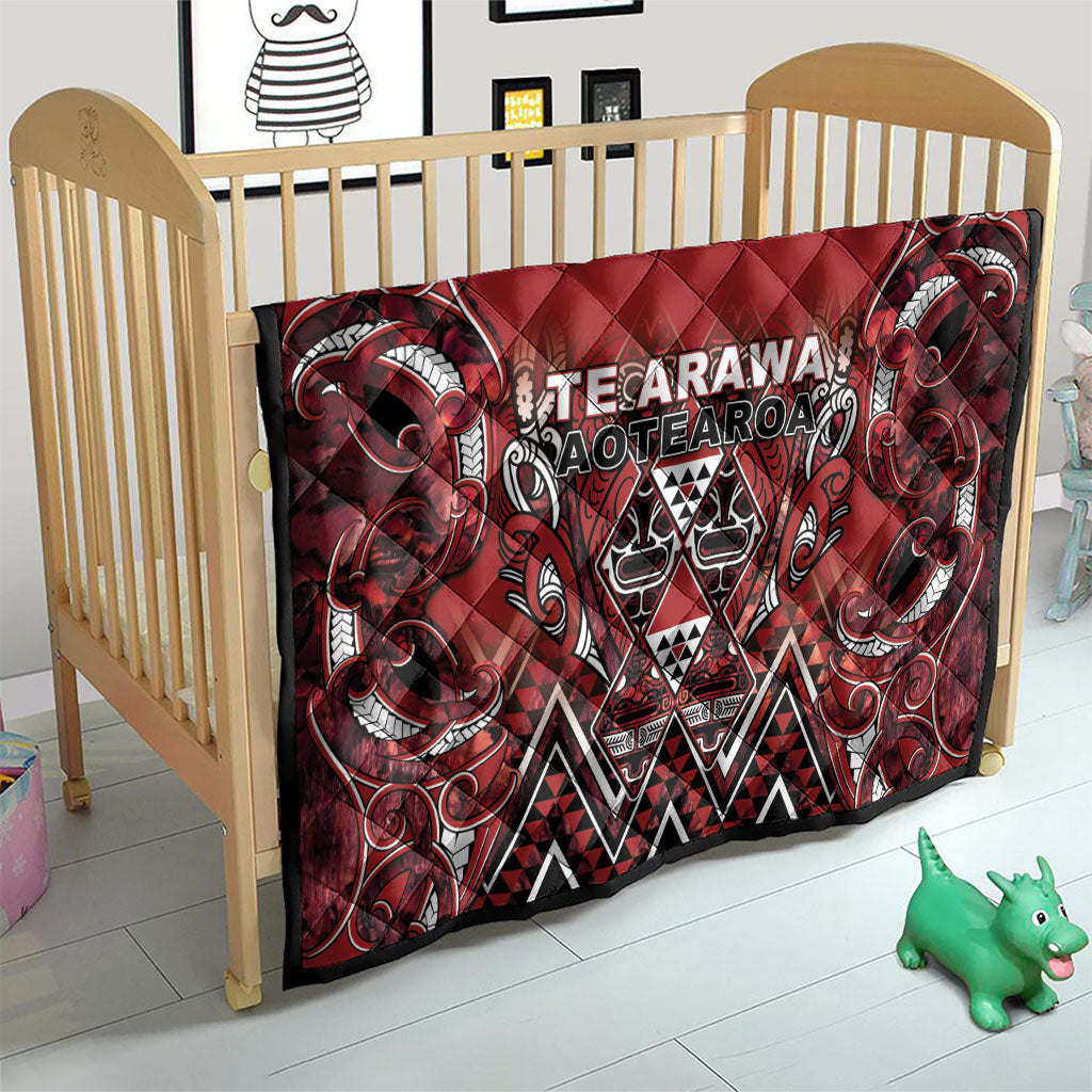 Aotearoa Te Arawa Quilt Maori Tribal Dark Red Paua Shell Pattern DT05 - Polynesian Pride