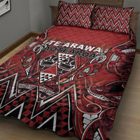 Aotearoa Te Arawa Quilt Bed Set Maori Tribal Dark Red Paua Shell Pattern DT05 - Polynesian Pride