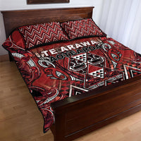 Aotearoa Te Arawa Quilt Bed Set Maori Tribal Dark Red Paua Shell Pattern DT05 - Polynesian Pride