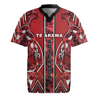 Aotearoa Te Arawa Rugby Jersey Maori Tribal Dark Red Paua Shell Pattern DT05 Red - Polynesian Pride