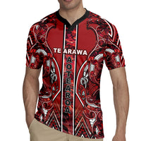 Aotearoa Te Arawa Rugby Jersey Maori Tribal Dark Red Paua Shell Pattern DT05 - Polynesian Pride