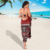 Aotearoa Te Arawa Sarong Maori Tribal Dark Red Paua Shell Pattern DT05 - Polynesian Pride