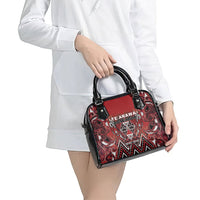Aotearoa Te Arawa Shoulder Handbag Maori Tribal Dark Red Paua Shell Pattern DT05 - Polynesian Pride