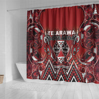Aotearoa Te Arawa Shower Curtain Maori Tribal Dark Red Paua Shell Pattern DT05 - Polynesian Pride