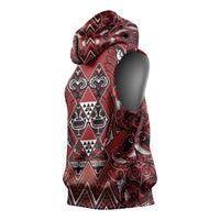 Aotearoa Te Arawa Sleeveless Hoodie Maori Tribal Dark Red Paua Shell Pattern DT05 - Polynesian Pride