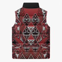 Aotearoa Te Arawa Sleeveless Puffer Jacket Maori Tribal Dark Red Paua Shell Pattern DT05 - Polynesian Pride