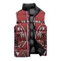 Aotearoa Te Arawa Sleeveless Puffer Jacket Maori Tribal Dark Red Paua Shell Pattern DT05 - Polynesian Pride