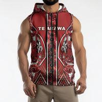 Aotearoa Te Arawa Sleeveless Zip Hoodie Maori Tribal Dark Red Paua Shell Pattern DT05 - Polynesian Pride
