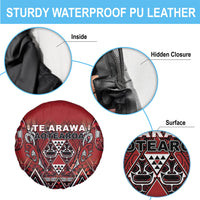 Aotearoa Te Arawa Spare Tire Cover Maori Tribal Dark Red Paua Shell Pattern DT05 - Polynesian Pride