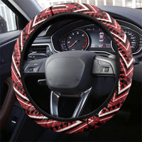 Aotearoa Te Arawa Steering Wheel Cover Maori Tribal Dark Red Paua Shell Pattern DT05 - Polynesian Pride