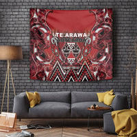 Aotearoa Te Arawa Tapestry Maori Tribal Dark Red Paua Shell Pattern DT05 Red - Polynesian Pride