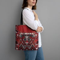 Aotearoa Te Arawa Tote Bag Maori Tribal Dark Red Paua Shell Pattern DT05 - Polynesian Pride
