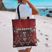 Aotearoa Te Arawa Tote Bag Maori Tribal Dark Red Paua Shell Pattern DT05 - Polynesian Pride
