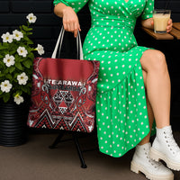 Aotearoa Te Arawa Tote Bag Maori Tribal Dark Red Paua Shell Pattern DT05 - Polynesian Pride