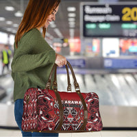 Aotearoa Te Arawa Travel Bag Maori Tribal Dark Red Paua Shell Pattern DT05 - Polynesian Pride