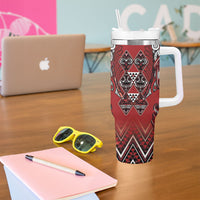 Aotearoa Te Arawa Tumbler With Handle Maori Tribal Dark Red Paua Shell Pattern DT05 - Polynesian Pride