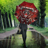 Aotearoa Te Arawa Umbrella Maori Tribal Dark Red Paua Shell Pattern DT05 - Polynesian Pride