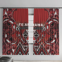 Aotearoa Te Arawa Window Curtain Maori Tribal Dark Red Paua Shell Pattern DT05 With Hooks Red - Polynesian Pride