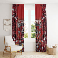 Aotearoa Te Arawa Window Curtain Maori Tribal Dark Red Paua Shell Pattern DT05 - Polynesian Pride