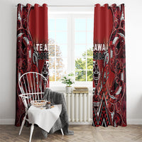 Aotearoa Te Arawa Window Curtain Maori Tribal Dark Red Paua Shell Pattern DT05 - Polynesian Pride