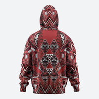 Aotearoa Te Arawa Zip Hoodie Maori Tribal Dark Red Paua Shell Pattern DT05 - Polynesian Pride